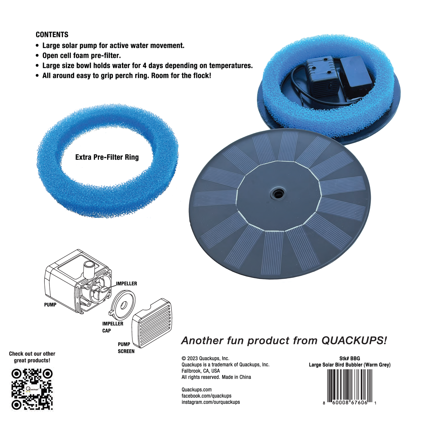 Quackups solar bird bath bubbler