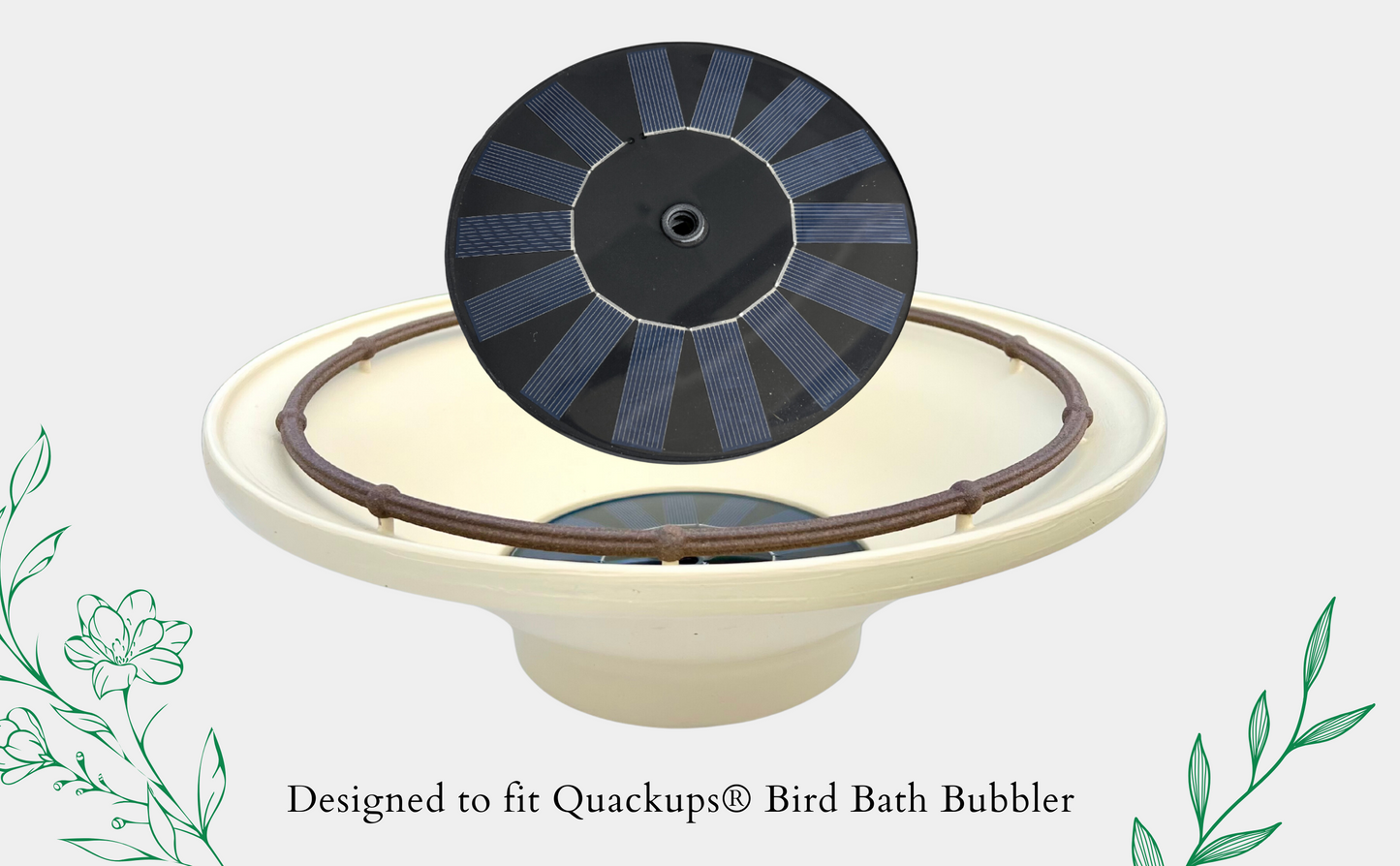 Quackups® 6¼" REPLACEMENT Solar Pump – Bird-Friendly, Non-Spray & Non-Float Design, Gentle Bubbling Solar Pump Exclusively for Quackups Bubbler Bird Bath